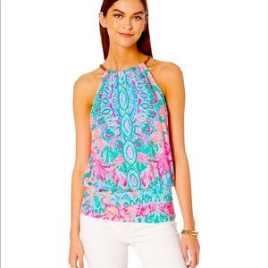 Blue Bowen Top (multi Lilly Of The Jungle) Women's Sleeveless